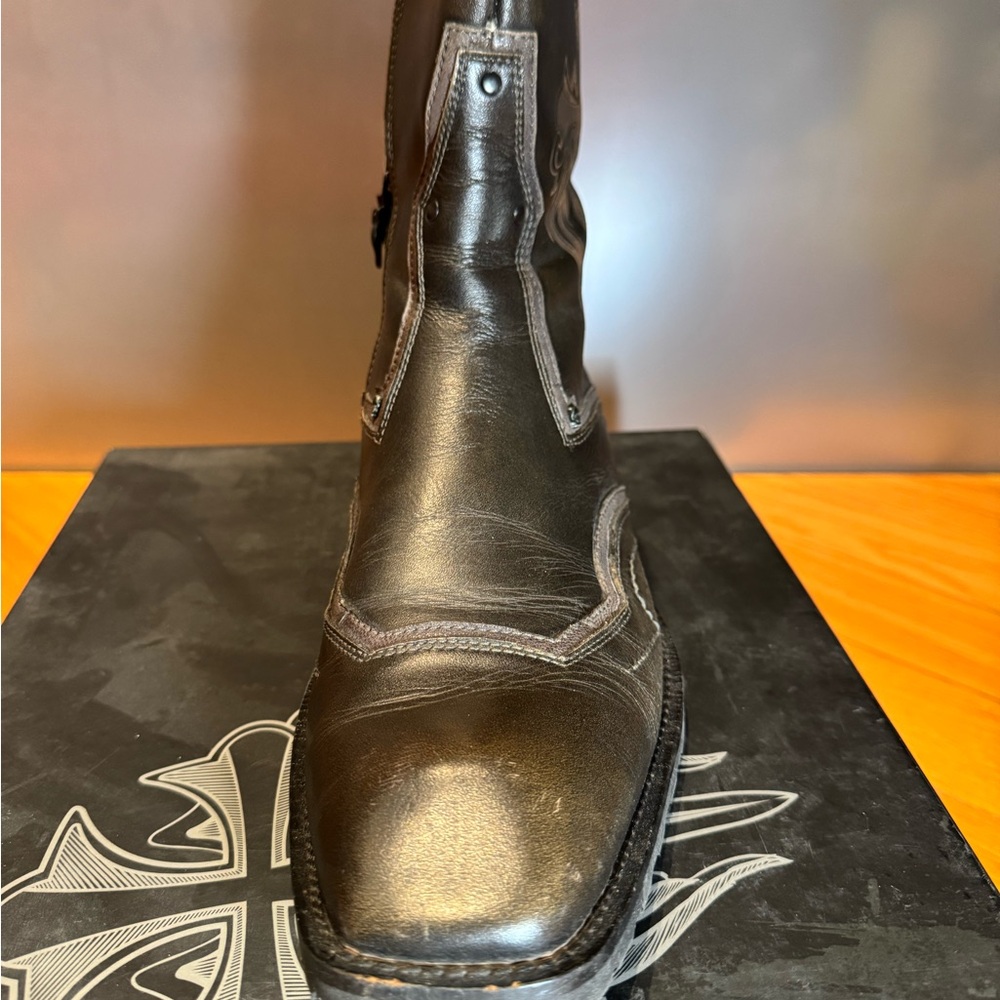 Mark Nason 71788 Men's size 10 (11) Brown Black leather Zip Lounge Ankle Boots